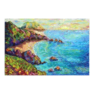 Original Blue Coastal Landscape Impressionist "Intangible Happiness" Artwork by Katharina Husslein