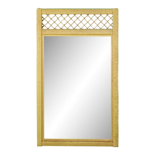 Vintage Henry Link Wicker Rattan Mirror For Sale