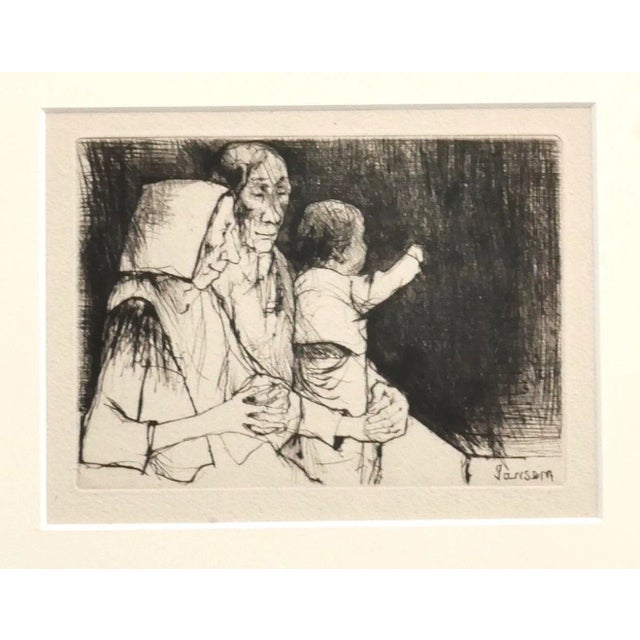Jean Jansem, Family, Etching, 20th Century For Sale