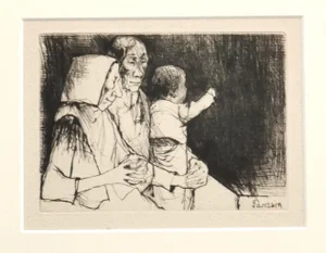 Jean Jansem, Family, Etching, 20th Century