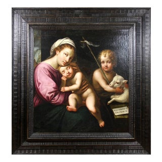 Simon Vouet, The Virgin with the Sleeping Child, Oil on Canvas For Sale