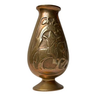 Art Deco Style Relief Vase in Bronze, 1950s For Sale