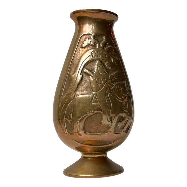 Art Deco Style Relief Vase in Bronze, 1950s For Sale