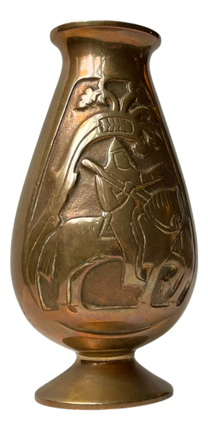 Art Deco Style Relief Vase in Bronze, 1950s