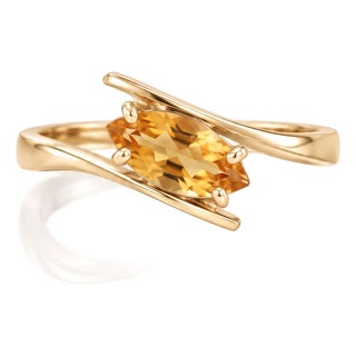 Natural Marquise Citrine Bypass Twist Ring | November Birthstone Ring | Unique Minimalist Engagement Ring Us 7 For Sale