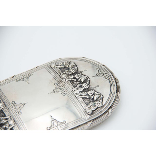 Elliptical Silver Soap Dish with Floral Reliefs For Sale - Image 5 of 6