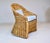 McGuire Coastal Braided Wicker Rattan Chairs After Michael Taylor Blue & White Stripes Upholstery For Sale - Image 4 of 13