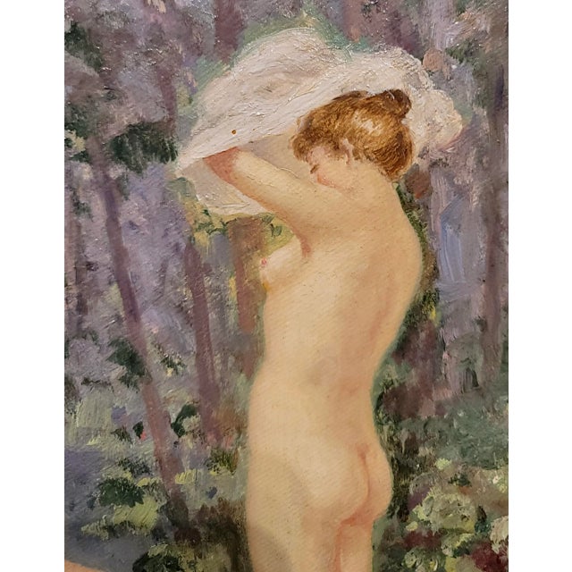 William Franklin Jackson -Female Bathers in a Wooded Lake -Oil Painting For Sale In Los Angeles - Image 6 of 10
