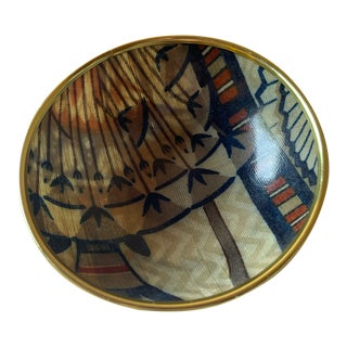 1960s Small Laminated Batik Fabric Bowl For Sale