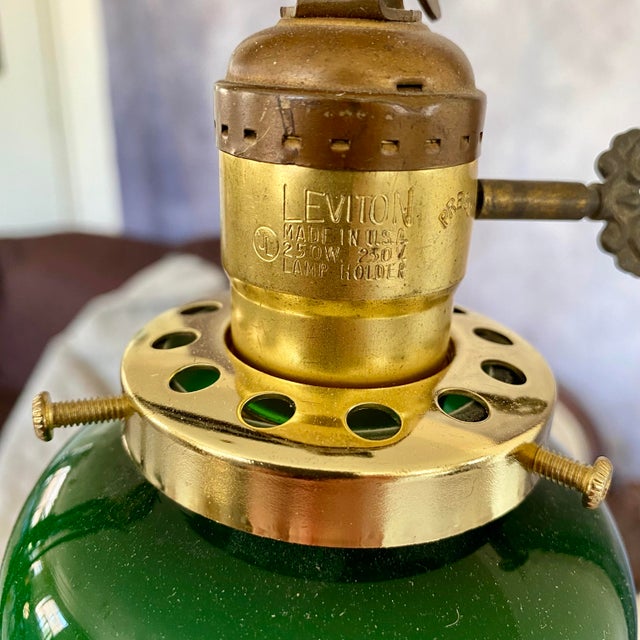Vintage Art Deco Floor Lamp With Green Glass Tulip Shade For Sale - Image 13 of 15