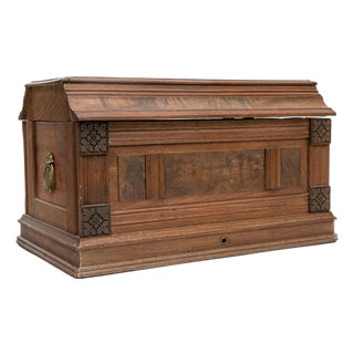 Vintage Carved Wooden Box or Table Chest For Sale