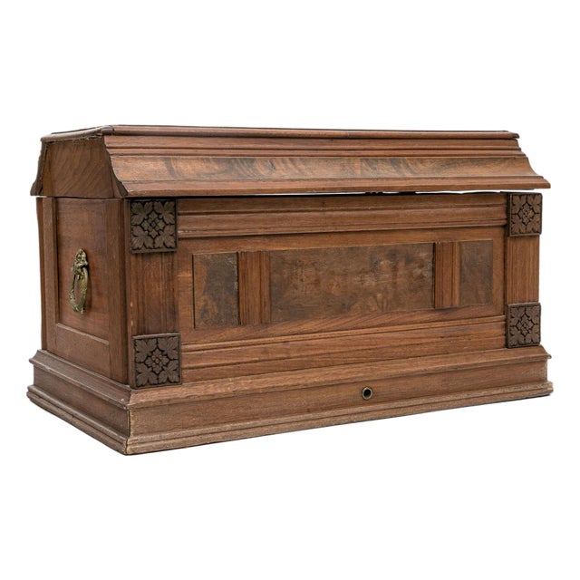 Vintage Carved Wooden Box or Table Chest For Sale