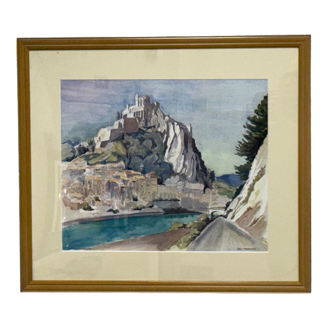 Paul Maldonnet “Sisteron - La Citadelle” Framed Watercolor Painting For Sale