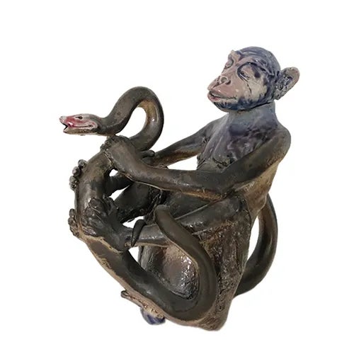 "The Serpent and the Ape" Ceramic Teapot For Sale - Image 4 of 4