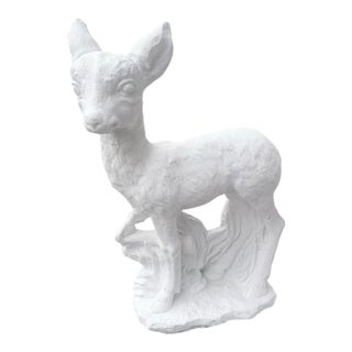 Vintage Concrete Cement White Deer Statue Indoor Outdoor Lawn Decor For Sale