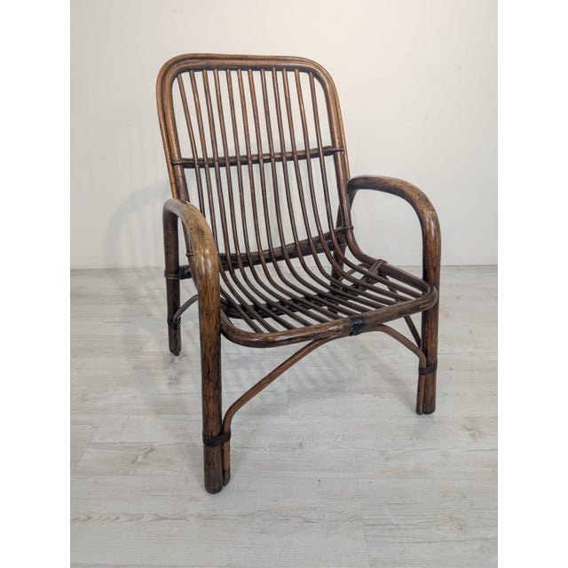 Wood Vintage Italian Bamboo Armchair, 1970s For Sale - Image 7 of 18
