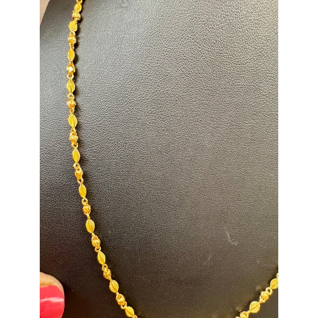 Gold 24 Karat Pure Gold Hand Made Yellow Gold Bead Necklace, 13 Gm, 18 Inch For Sale - Image 8 of 18