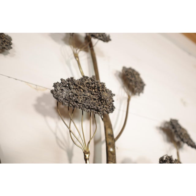 Mid-Century Modern Vintage Brutalist Large Brass Set of 3 Tree Wall Hanging Sculpture Jacqui of California Gold Mid Century Modern Retro 50's 60's For Sale - Image 3 of 14