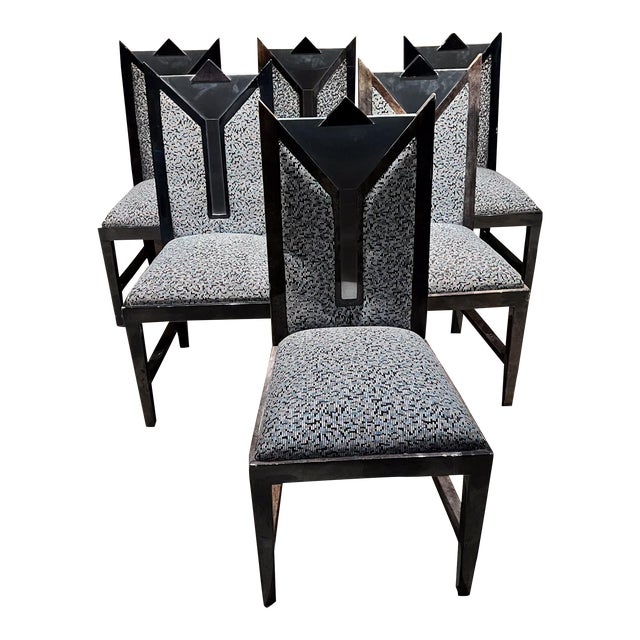 1980s Karl Springer-Taller Maria Teresa Méndez Six Goatskin Dining Chairs For Sale