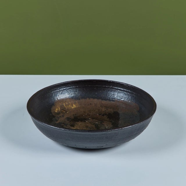 Black Large Ceramic Glazed Bowl by Toshiko Takaezu For Sale - Image 8 of 12