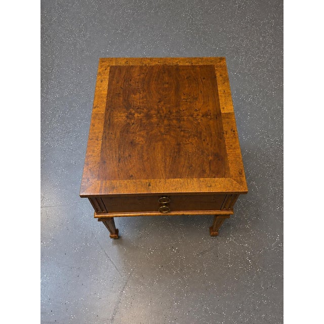 1960’s Heritage Furniture Burl Wood Nightstands (A Pair) For Sale - Image 9 of 11