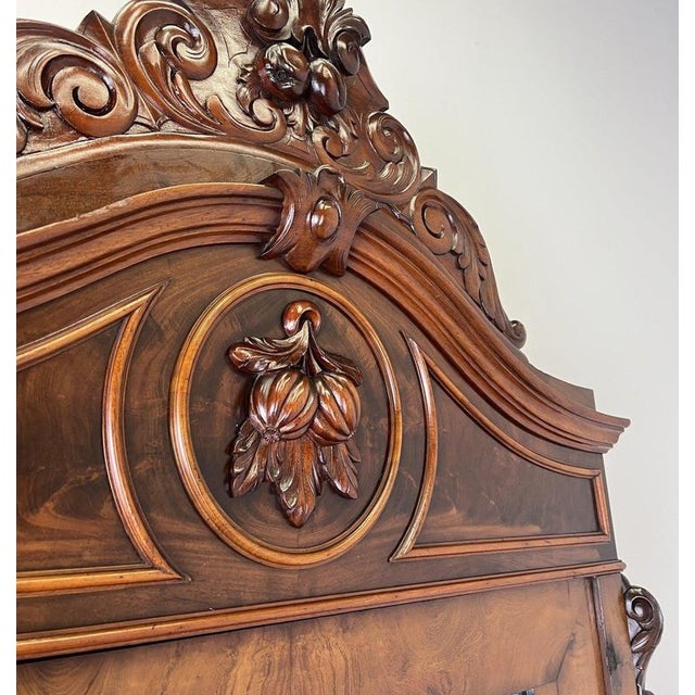 Antique French Carved Burr Walnut and Mirrored Wardrobe For Sale - Image 4 of 18