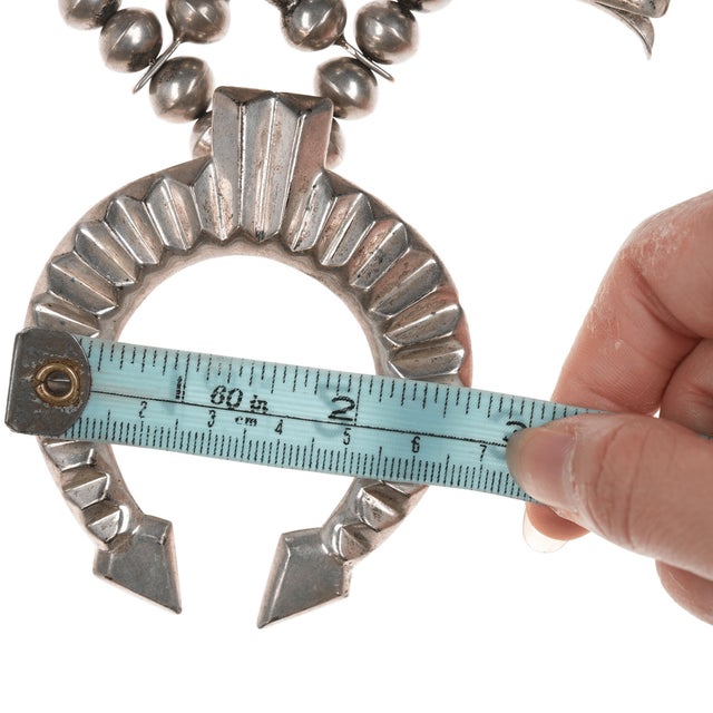 Silver Della & Francis James Navajo Silver Squash Blossom Necklace For Sale - Image 8 of 10