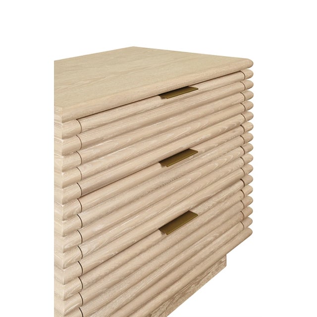 Not Yet Made - Made To Order Matthew Izzo Home Mateo Cerused Oak Three Drawer Side Table With Brass Drawer Pulls For Sale - Image 5 of 5