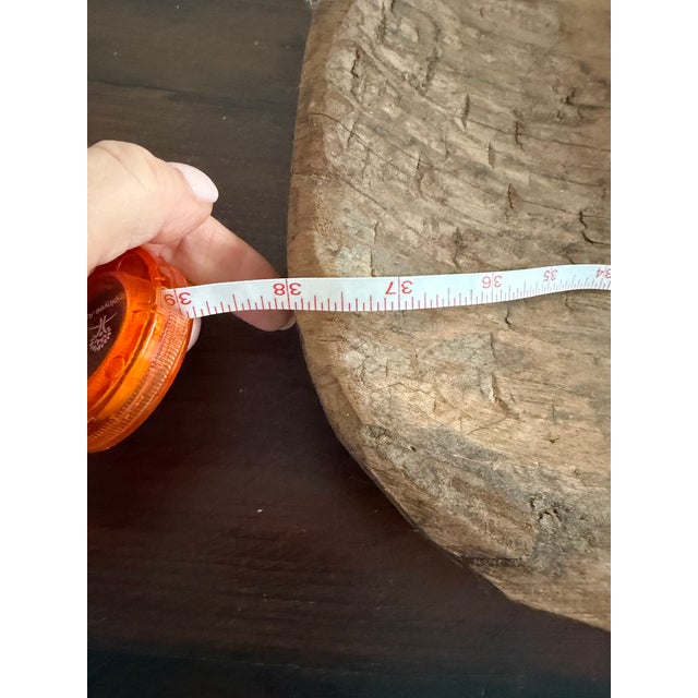 Large 38" Antique Hand-Carved Primitive Wooden Dough Bowl (Trencher) For Sale - Image 4 of 10