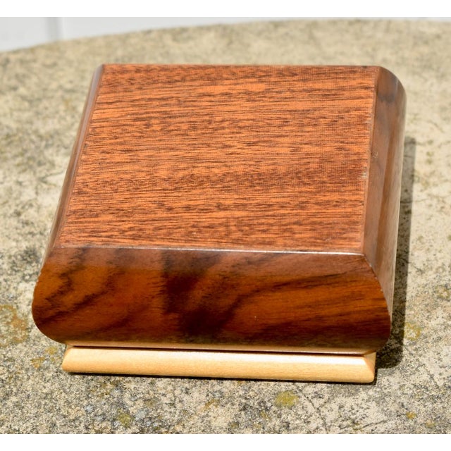 Vintage Italian Floral Inlaid Wood Bombe' Shaped Jewelry Trinket Box For Sale - Image 11 of 12