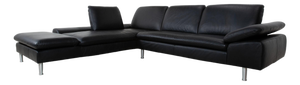 Loop Corner Sofa in Black Leather from Willi Schillig