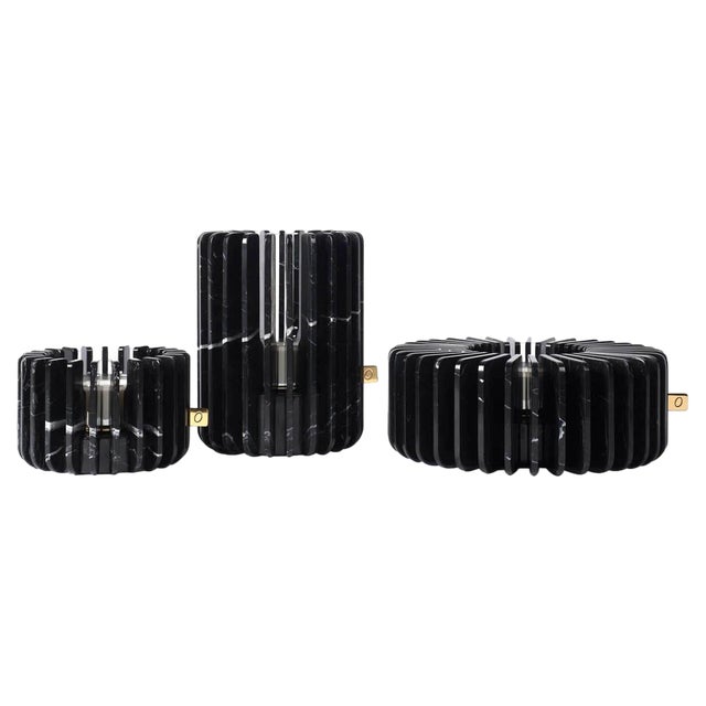 Marquina Orion Candleholder Set by Dan Yeffet, Set of 3 For Sale