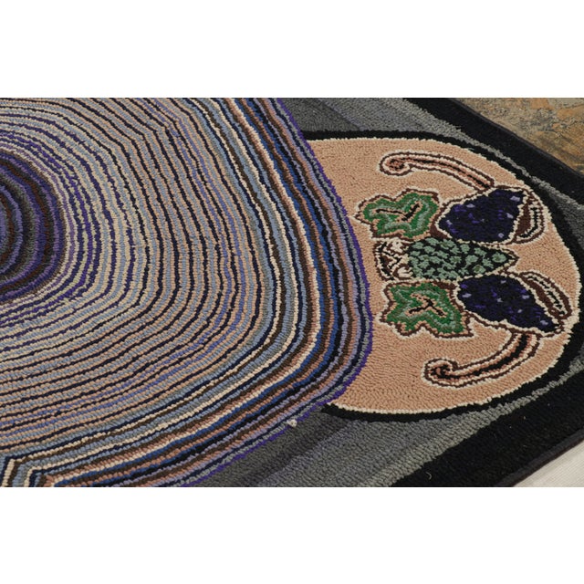 Antique Hooked Rug in Purple With Floral Patterns, From Rug & Kilim For Sale In New York - Image 6 of 8