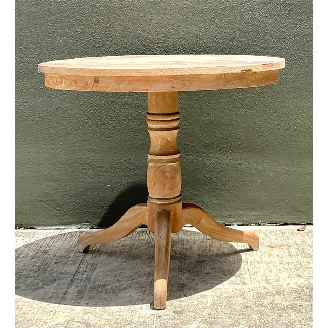 Vintage Turned Wood Pedestal Side Table For Sale In West Palm - Image 6 of 16