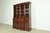 English Baker Furniture Style Georgian Flame Mahogany Breakfront Bookcase Cabinet With Drop Front Secretary Desk For Sale - Image 3 of 16