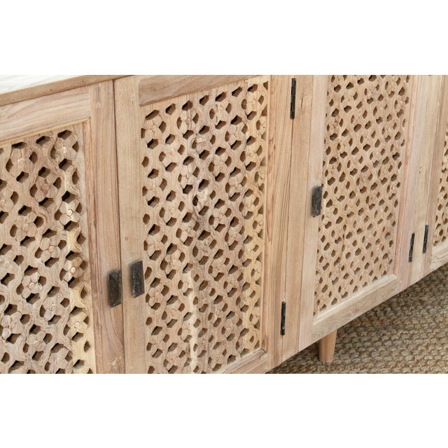 88" Long Sun Bleached Jali Floral Carved Credenza For Sale In Los Angeles - Image 6 of 11
