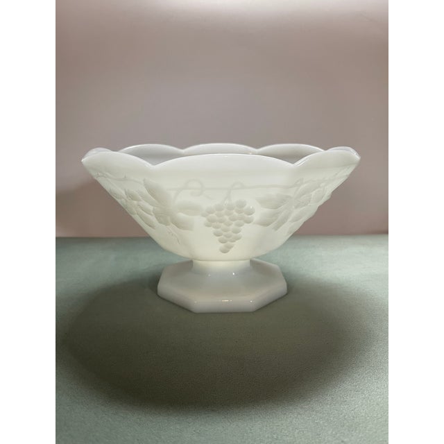 Art Deco Vintage “Harvest Grape” Milk Glass Centerpiece Bowl For Sale - Image 3 of 7