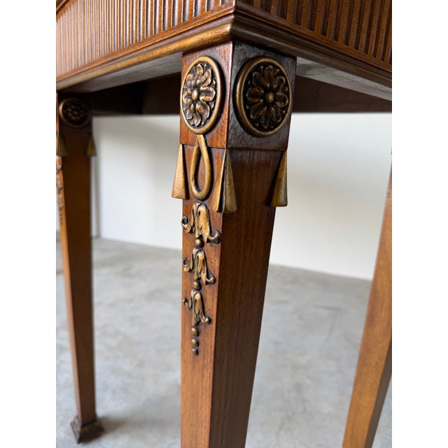 Long- Vintage Neoclassical Style Carved Mahogany Console Table For Sale - Image 12 of 12