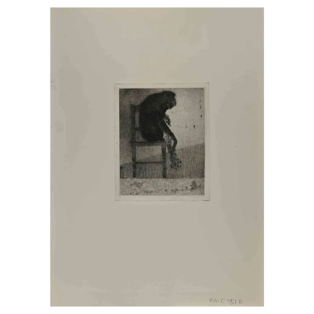 Leo Guida, Monkey with Flowers, 1970s, Etching For Sale