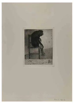 Leo Guida, Monkey with Flowers, 1970s, Etching