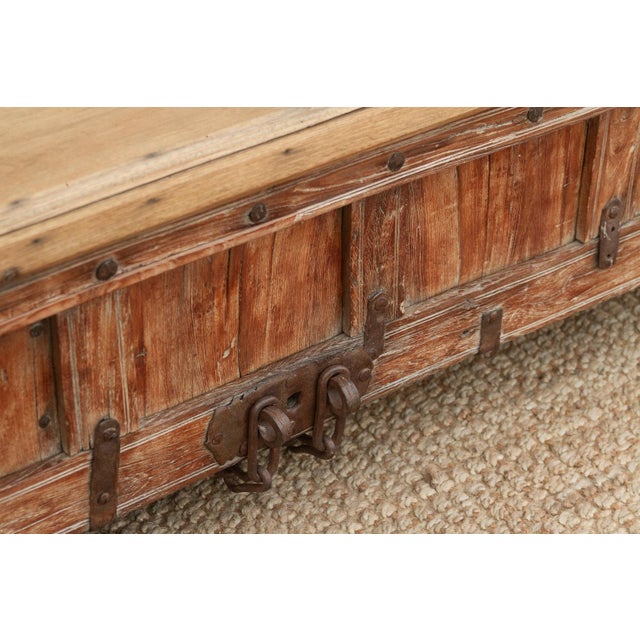 Large Antique Teak Stickbox Chest Coffee Table For Sale In Los Angeles - Image 6 of 16