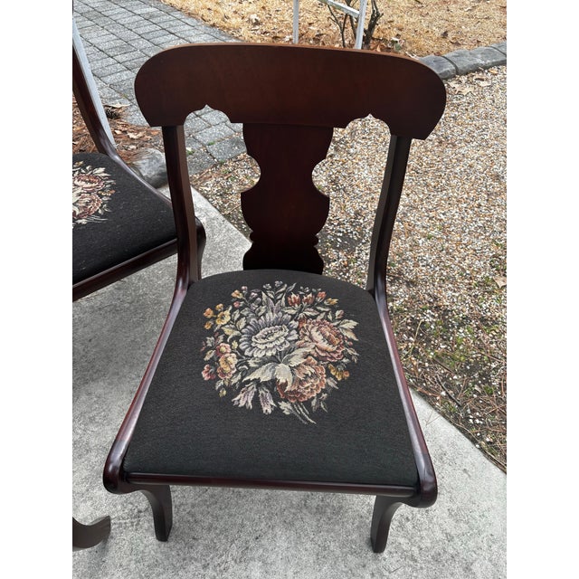 Transitional 1960s One Drop Leaf Table and Seven Chairs For Sale - Image 3 of 7