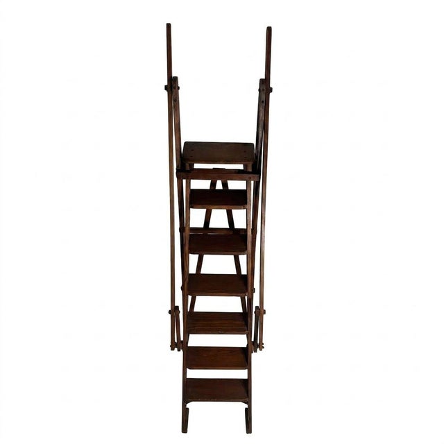 Brown Late 19th Century Magnificent Victorian Architectural a-Frame Ladder, Presentation & Showroom Display Model - 1 Piece For Sale - Image 8 of 12