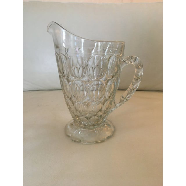 1950s Vintage Textured Glass Pitcher For Sale - Image 5 of 5