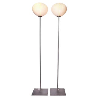 Yellow and White Murano Glass Floor Lamps, 1980s, Set of 2 For Sale
