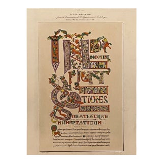 Large 1840s Silvestre Universal Palaeography Plate 142 Saxon Manuscript For Sale