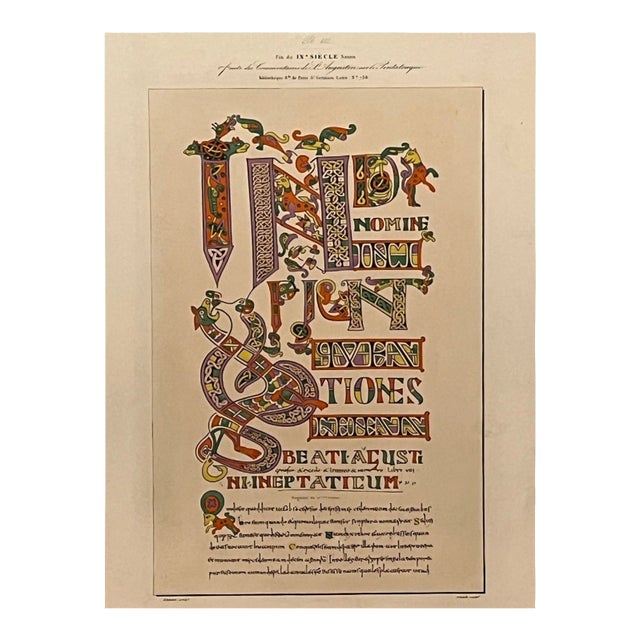 Large 1840s Silvestre Universal Palaeography Plate 142 Saxon Manuscript For Sale
