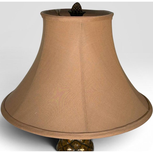 Metal Vintage Hollywood Regency Painted Composition Pineapple Lamps - A Pair For Sale - Image 7 of 17