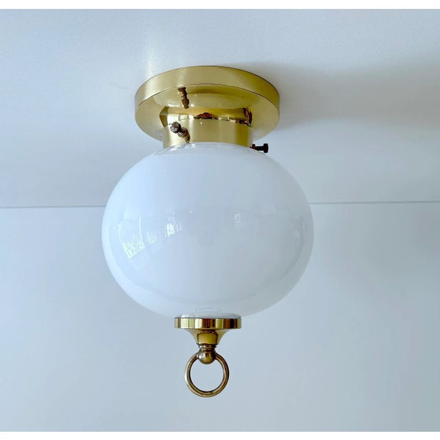Vintage Glass and Brass Ceiling Light from Limburg For Sale - Image 11 of 11