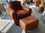 Wood Vintage Vanguard Leather Club Chairs With Ottoman For Sale - Image 7 of 7